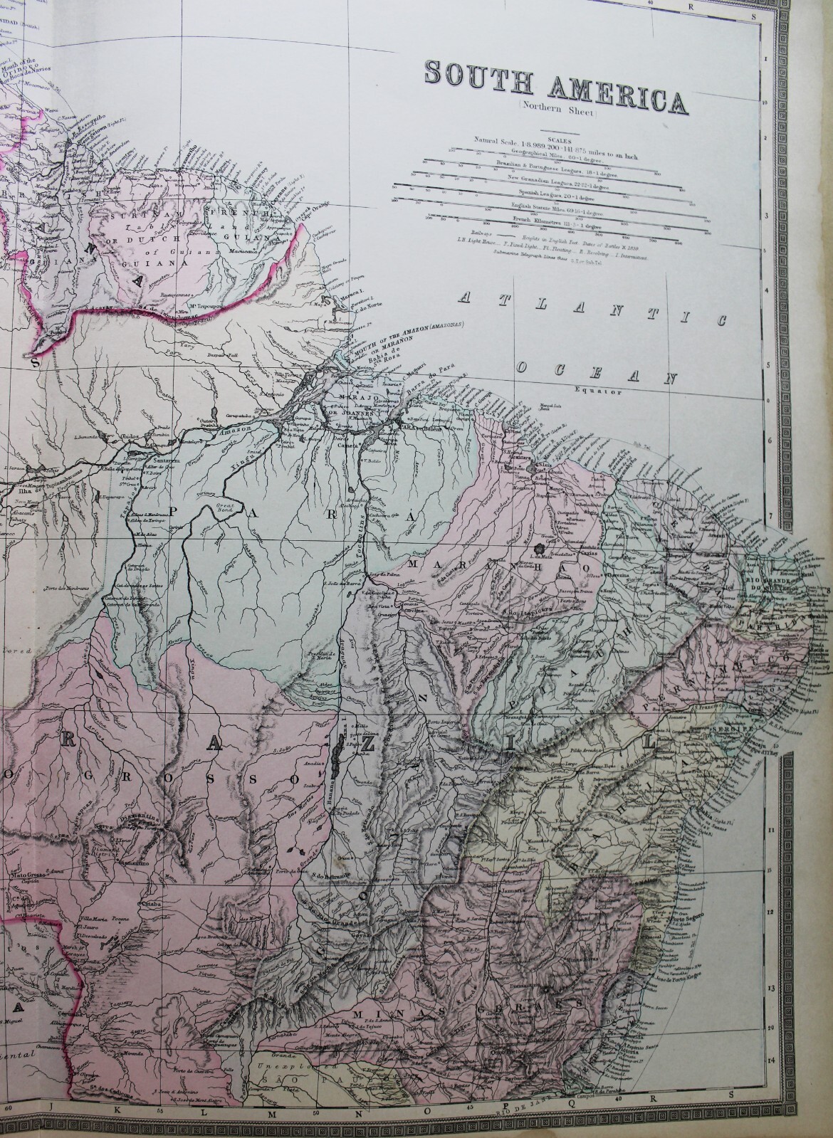 BRADLEY’S ATLAS MAP PAGE PLATE OF SOUTH AMERICA NORTHERN PART 1887 VINTAGE
