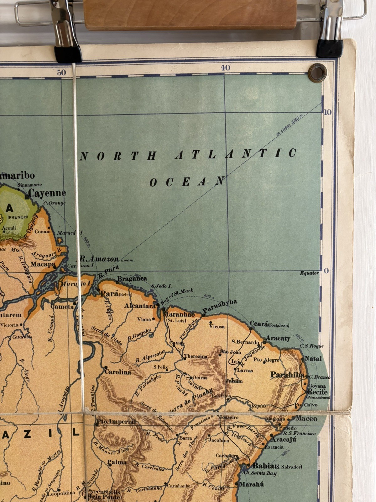 G W Bacon’s Excelsior Map of South America Large School Map 1920’s/30’s