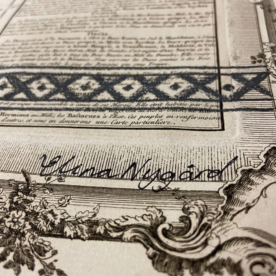 Indigenous Art by Elina Nygard, North Sami (Sweden) on 1756 Antqiue Map