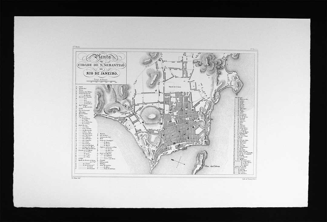 Debret Brazil Map Plan – Cidade de Sao Sebastiao do Rio de Janeiro – Early 19th