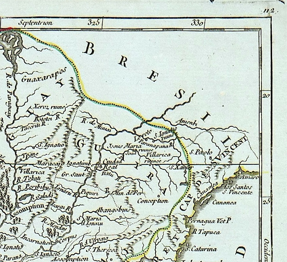 PARAGUAY “Le Paraguay” 1749 Robert de Vaugondy ORIG. ANTIQUE MAP