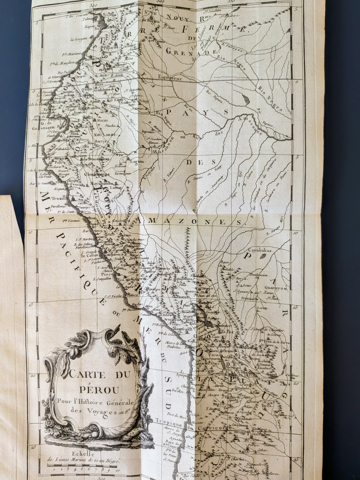 Antique Bellin Map Peru 1750s Carte du Pérou South America Ecuador Bolivia Chile