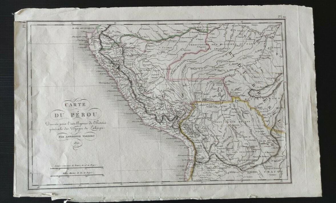 Original Engraving Maps Carte Du Perou Ambroise Tardieu