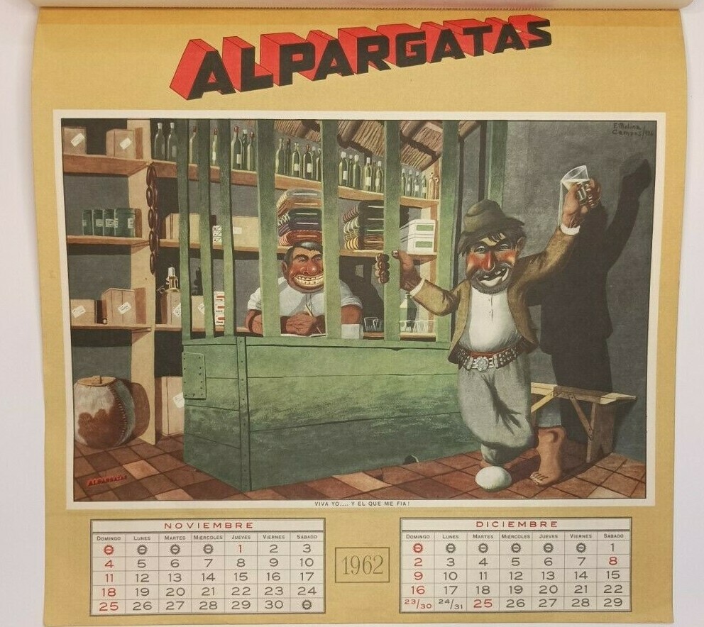 Molina Campos calendar 1962 Alpargatas Gaucho Complete
