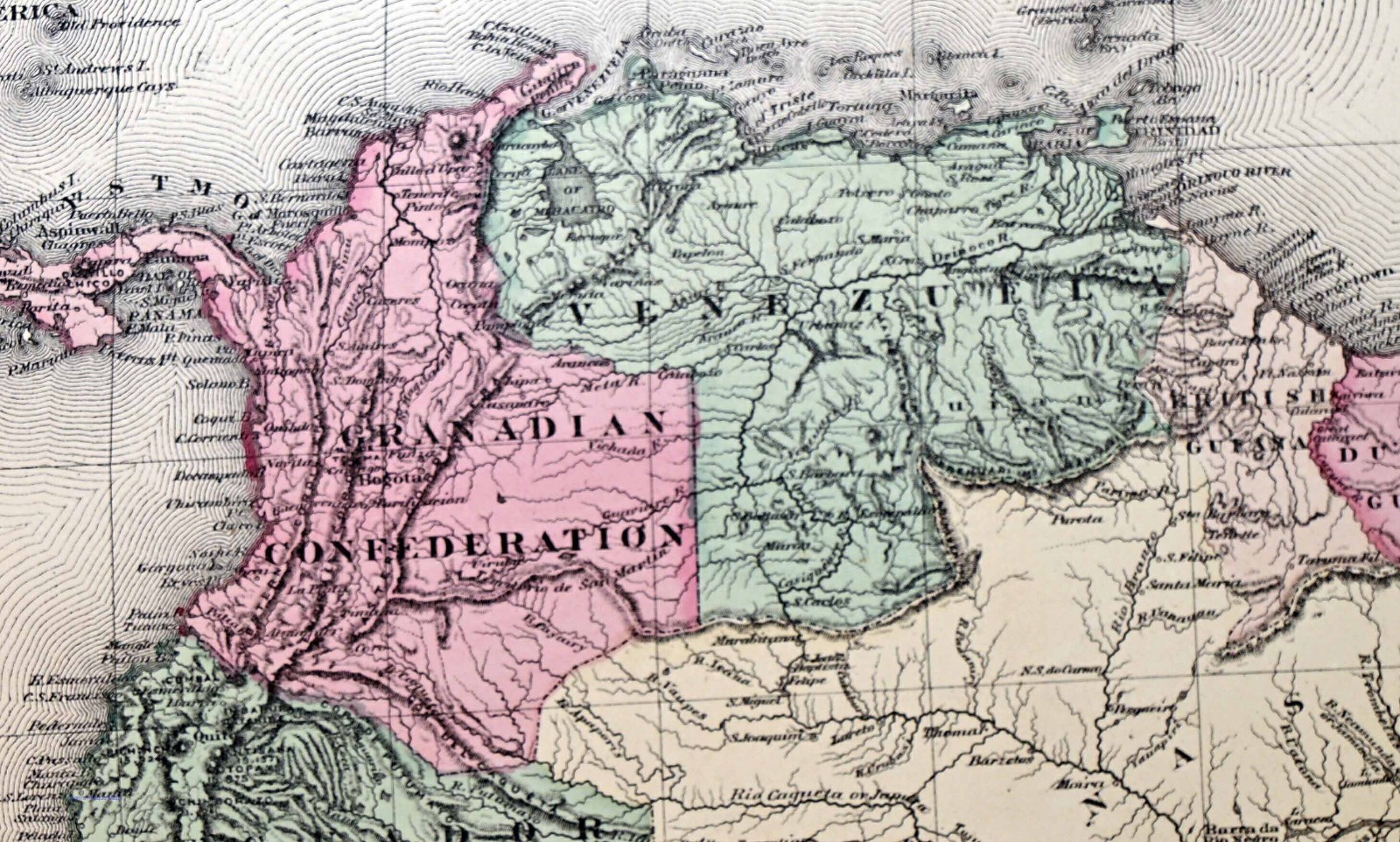 Antique 1875 Map South America