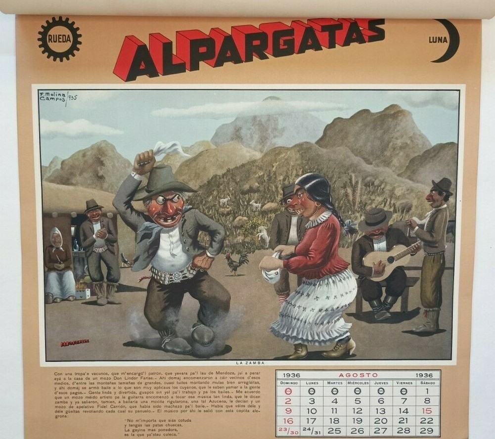 Molina Campos calendar 1936 Alpargatas Gaucho Complete
