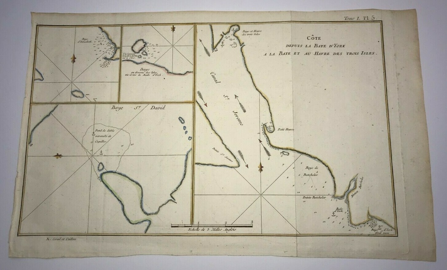 STRAIT OF MAGELLAN BAYE D’YORK 1774 JAMES COOK ANTIQUE SEA CHART 18TH CENTURY