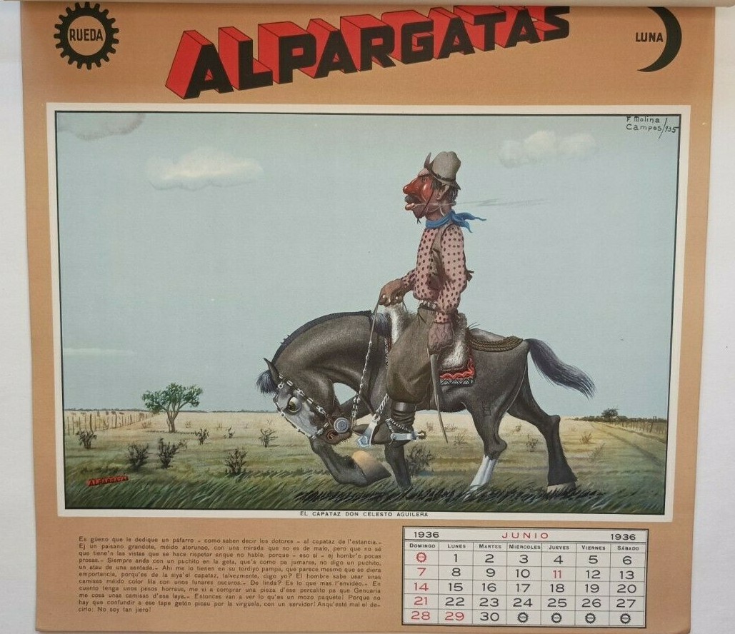 Molina Campos calendar 1936 Alpargatas Gaucho Complete