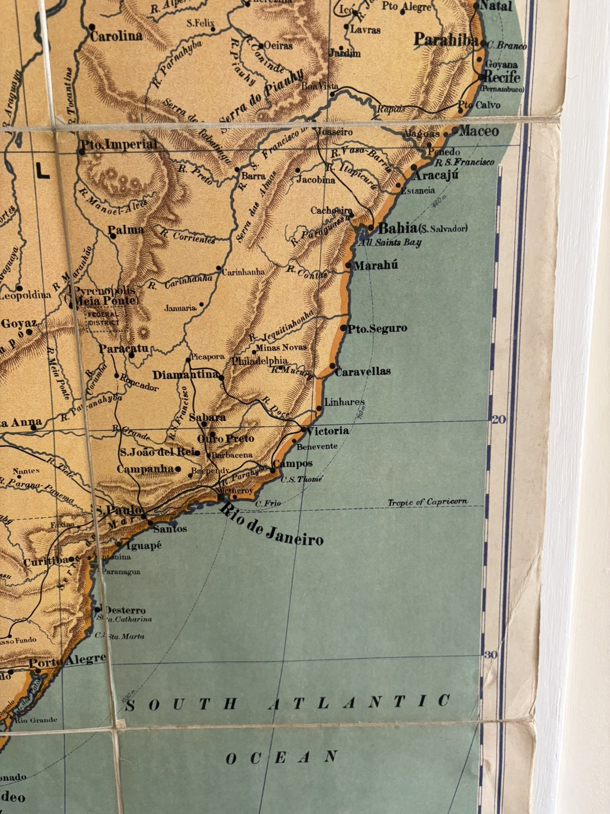 G W Bacon’s Excelsior Map of South America Large School Map 1920’s/30’s