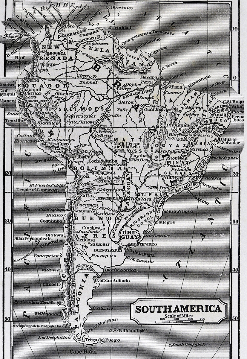 1855 Charles Savage Map South America Brazil Argentina Chile Colombia Peru Rio