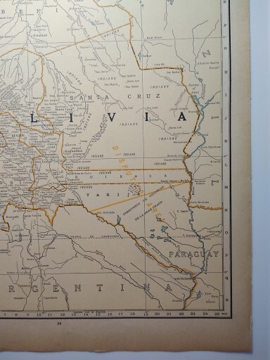 1929 Vintage BOLIVIA Atlas Map Original Antique Rand McNally Premium Atlas