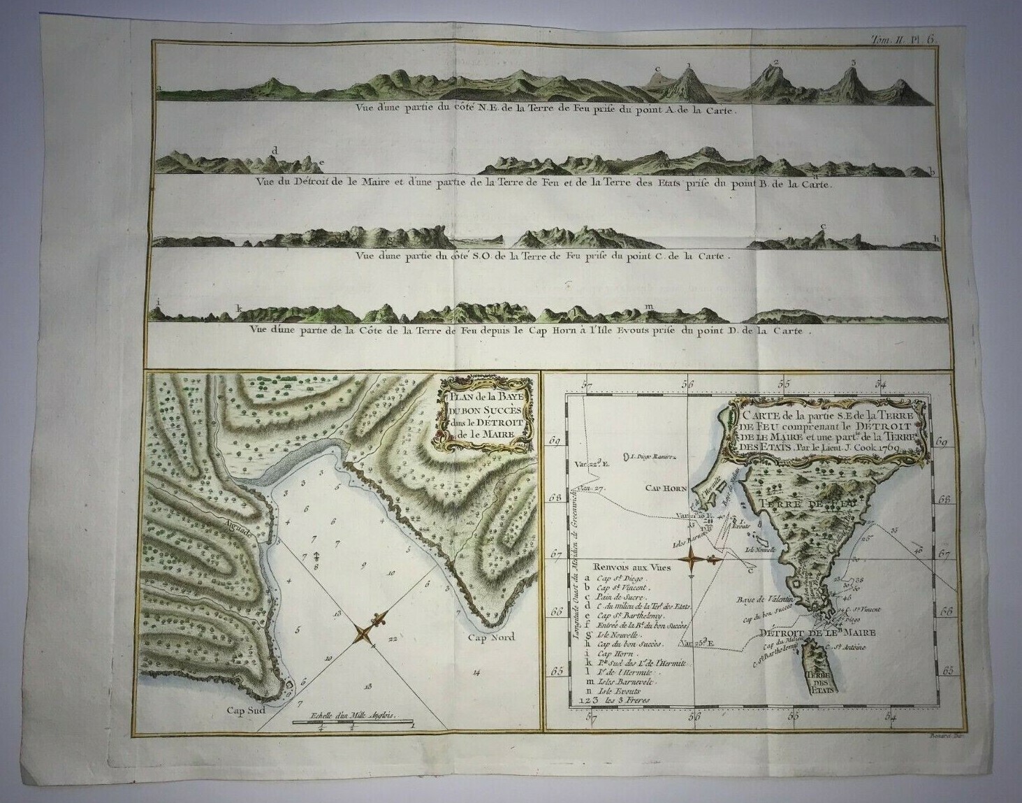 SOUTH AMERICA STRAIT OF LE MAIRE 1780 JAMES COOK ANTIQUE ENGRAVED MAP