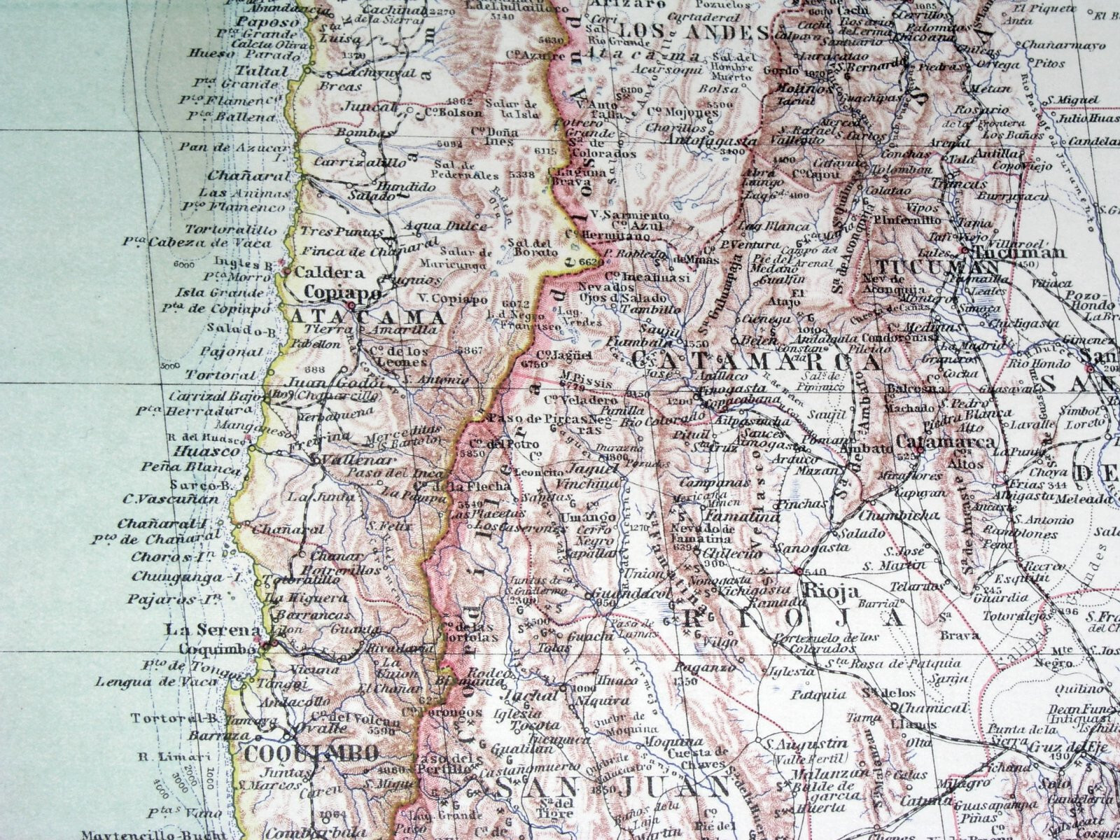 1928 ORIGINAL VINTAGE MAP OF PERU CHILE AND BOLIVIA ANDES SOUTH AMERICA