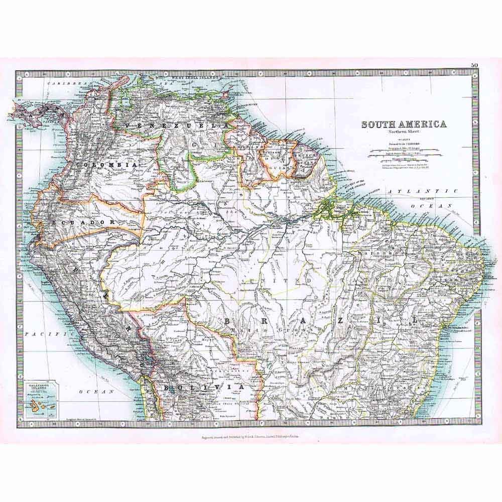 Antique Map 1914 – South America (North) by W & AK Johnston