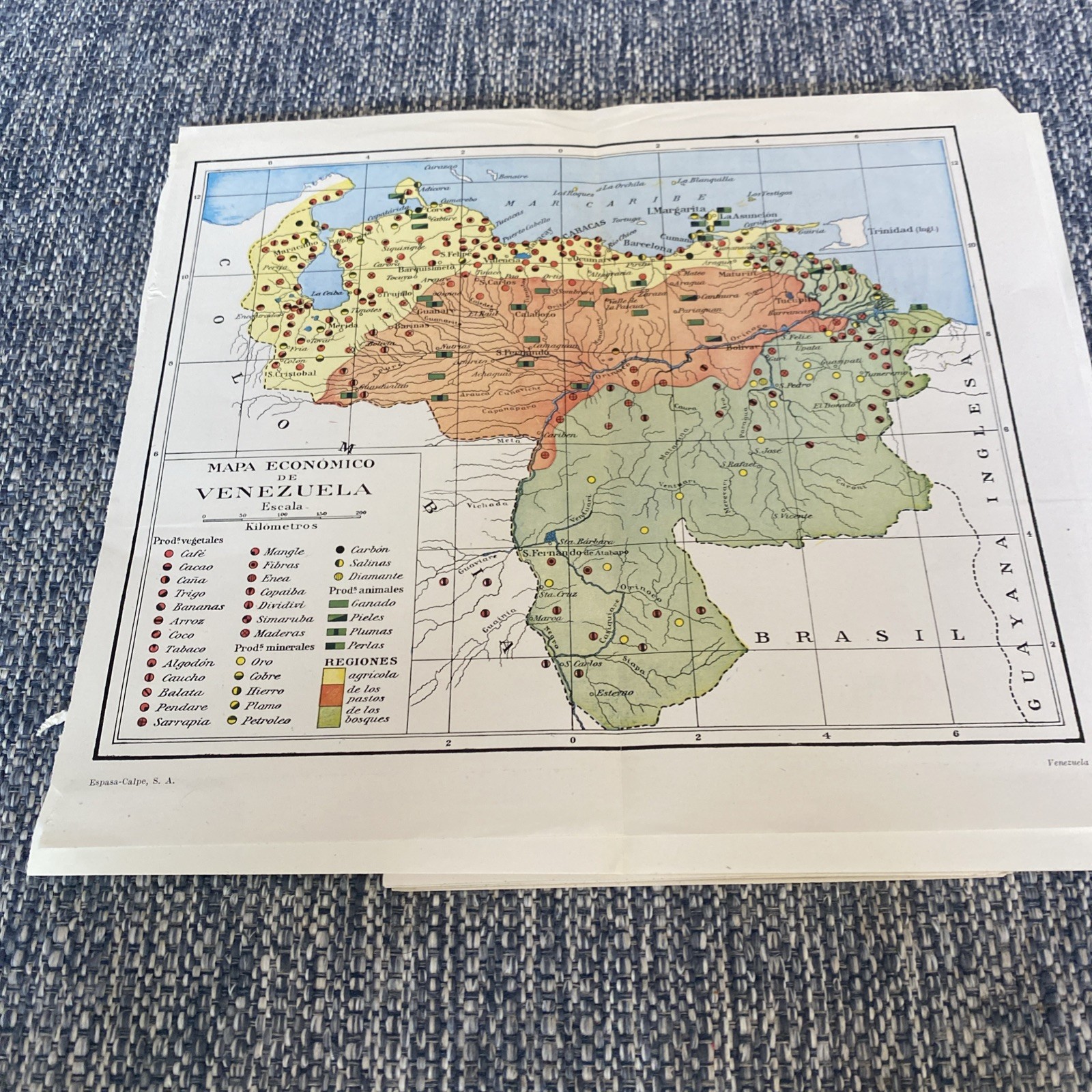 Map Of The Economy Of Venezuela Circa 1930s