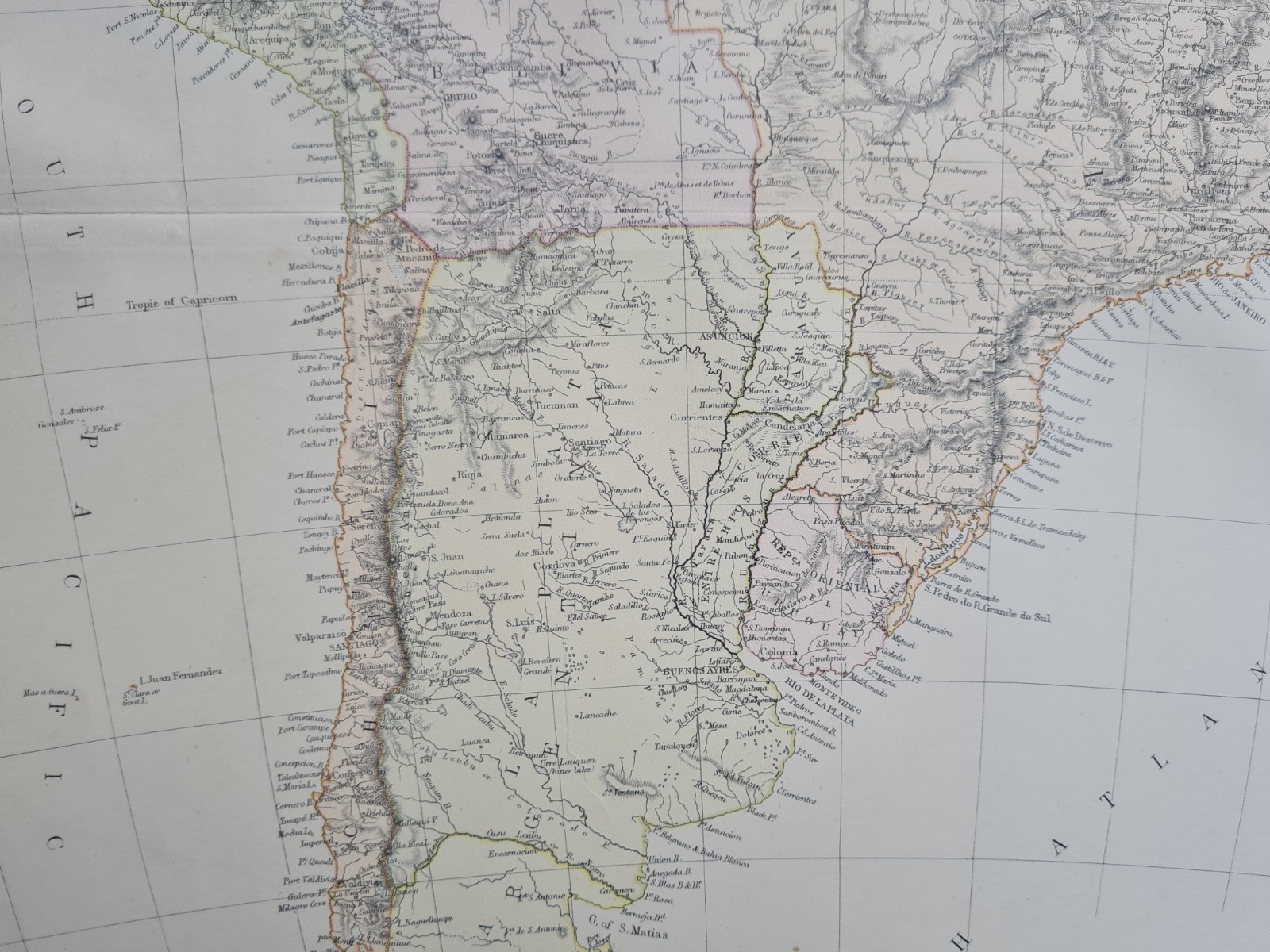 Antique 1882 Large Map – South America – Blackie & Son
