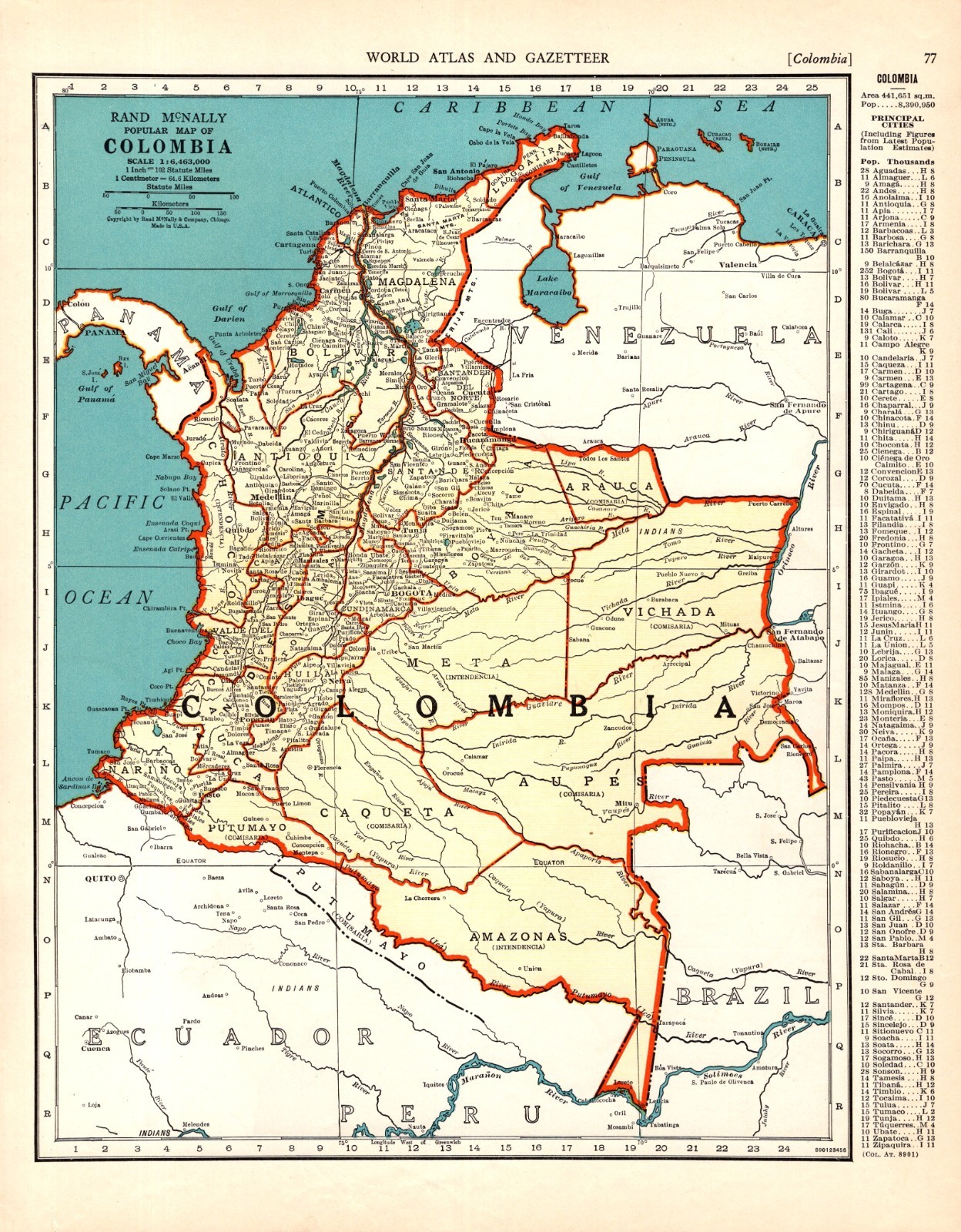 1939 Vintage COLOMBIA Map Colombia South America Map Gallery Wall Decor 2493