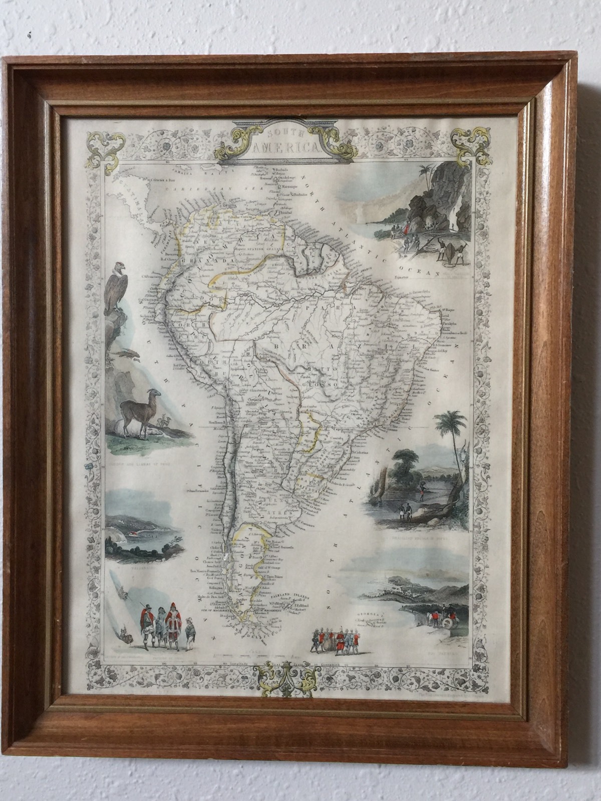 J. Rapkin Vintage South American Engraved Illustration Atlas Map Dated 1851