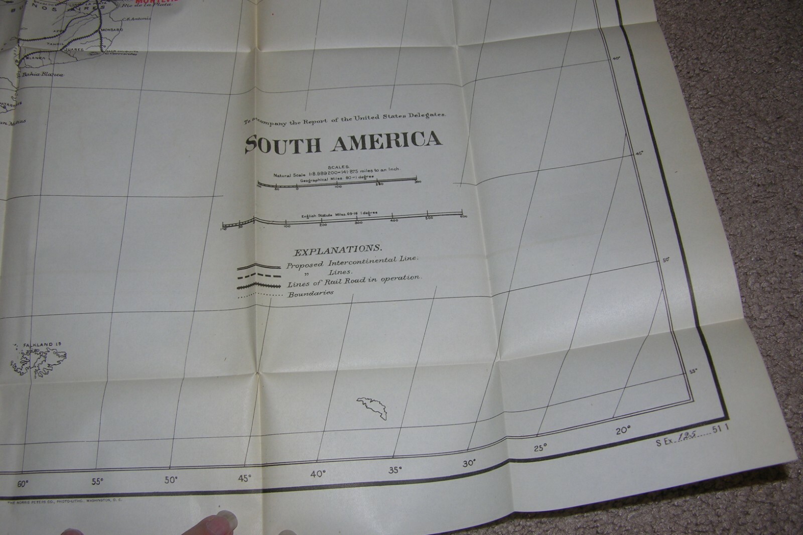 1890 Railroad/Railway Map of South America