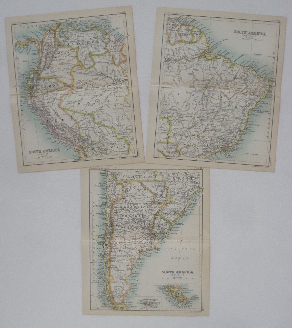 3 Original 1896 Bartholomew Sectional Maps SOUTH AMERICA Countries Territories