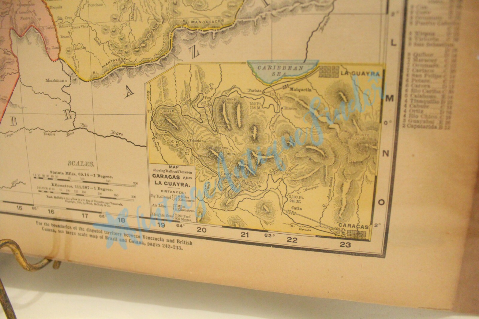 ORIGINAL ANTIQUE MAP 1895 COLUMBIA VENEZUELA PANAMA RAND MCNALLY PUBLISHER OVERA