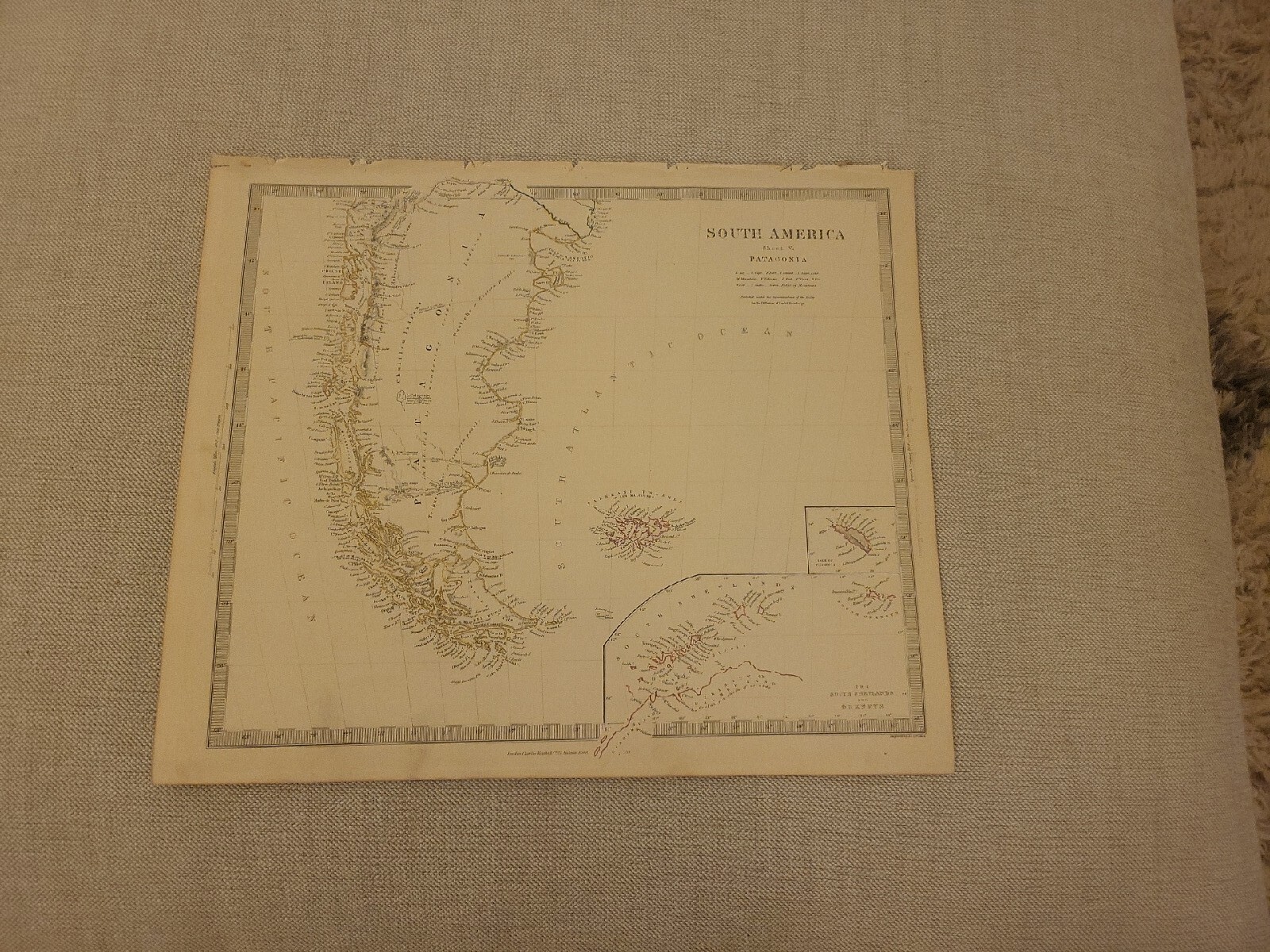 Large 1846 Map Of Argentina/ Patagonia South America Charles Knight atlas.