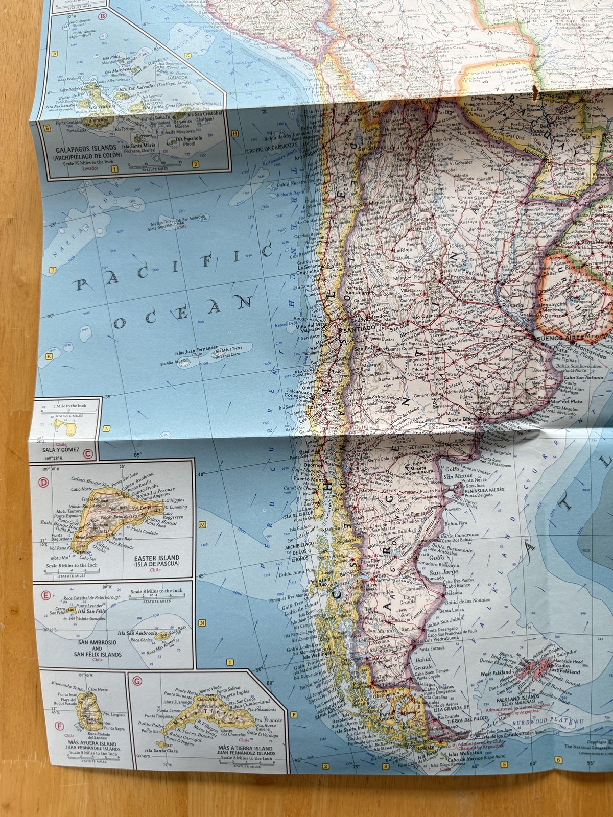Vintage 1960 National Geographic South America Color Map Atlas Plate 28 Fold Out