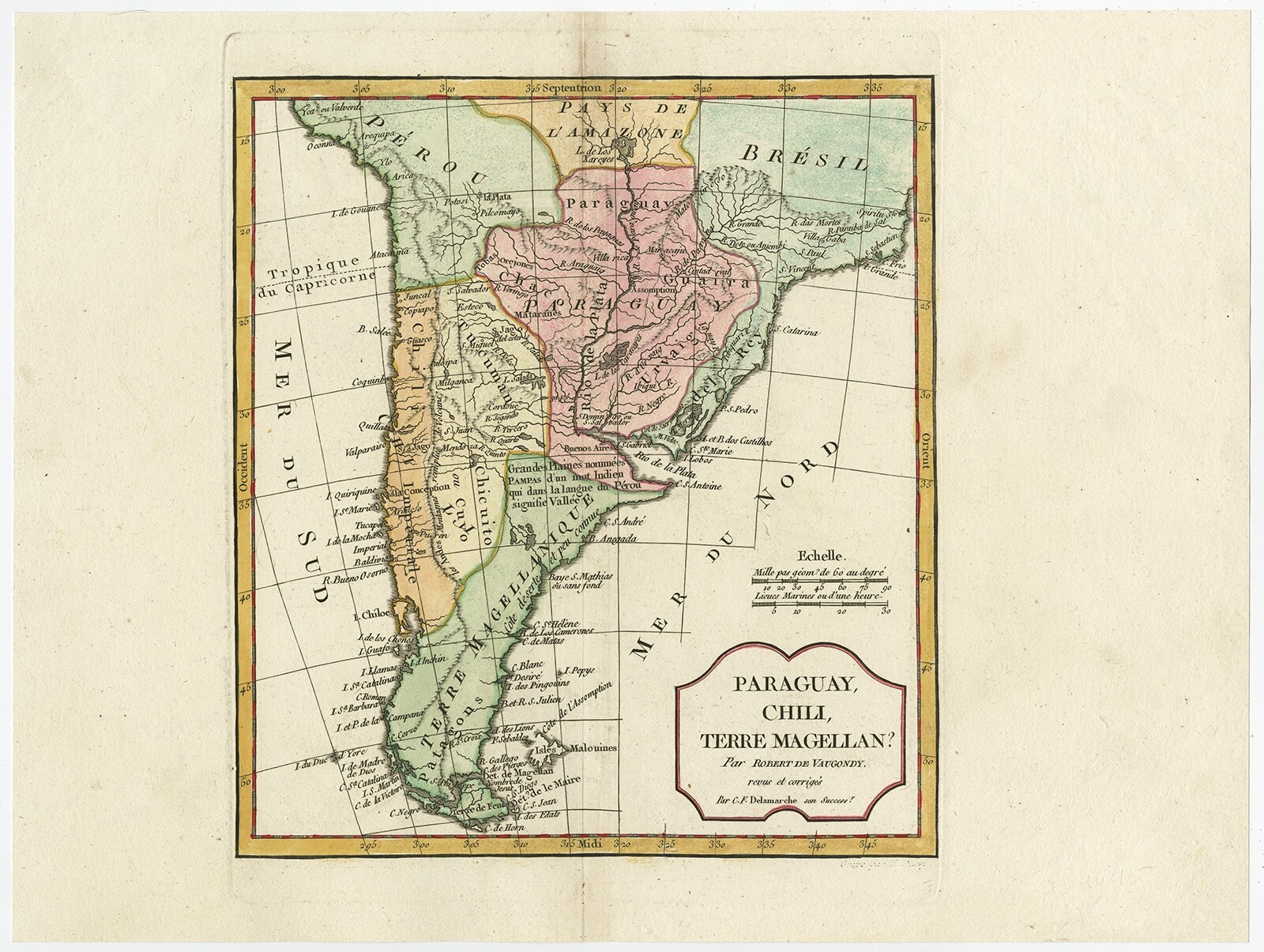 Antique Map of the southern part of South America by Delamarche (1806)