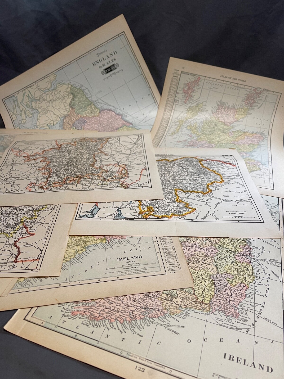 Antique Original! Lot of 11 England, Ireland, Scotland Maps 1885-1906