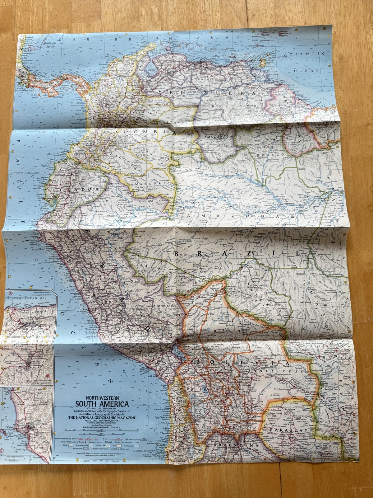 Vintage 1964 National Geographic Northwestern South America Map Fold Out 26