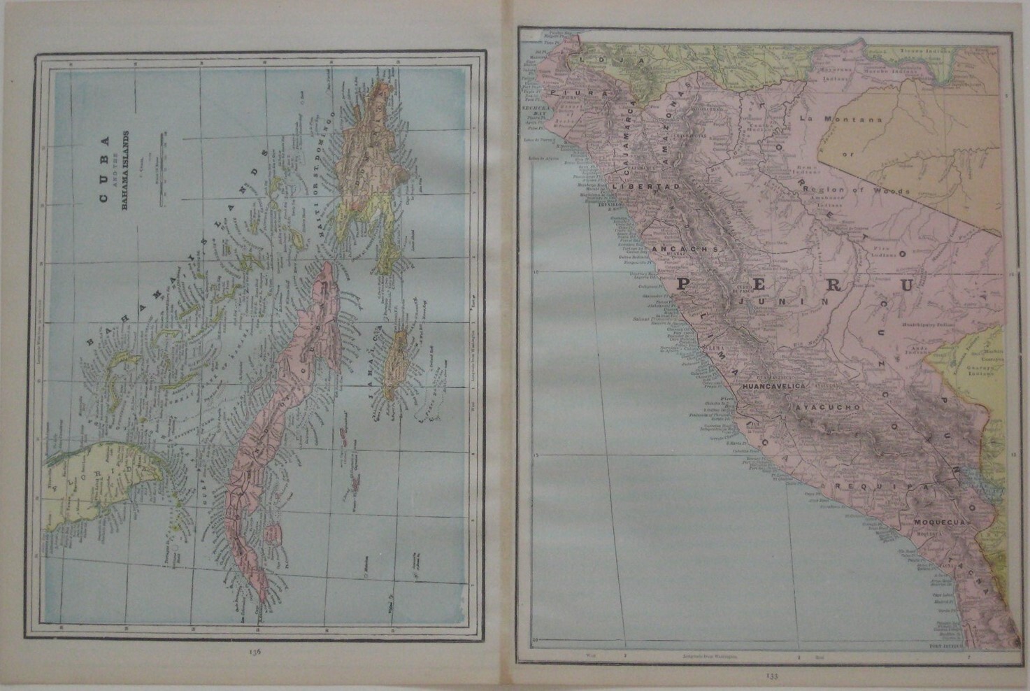Original 1893 Map ARGENTINA Buenos Aires Rosario Azul Patagonia Falkland Islands