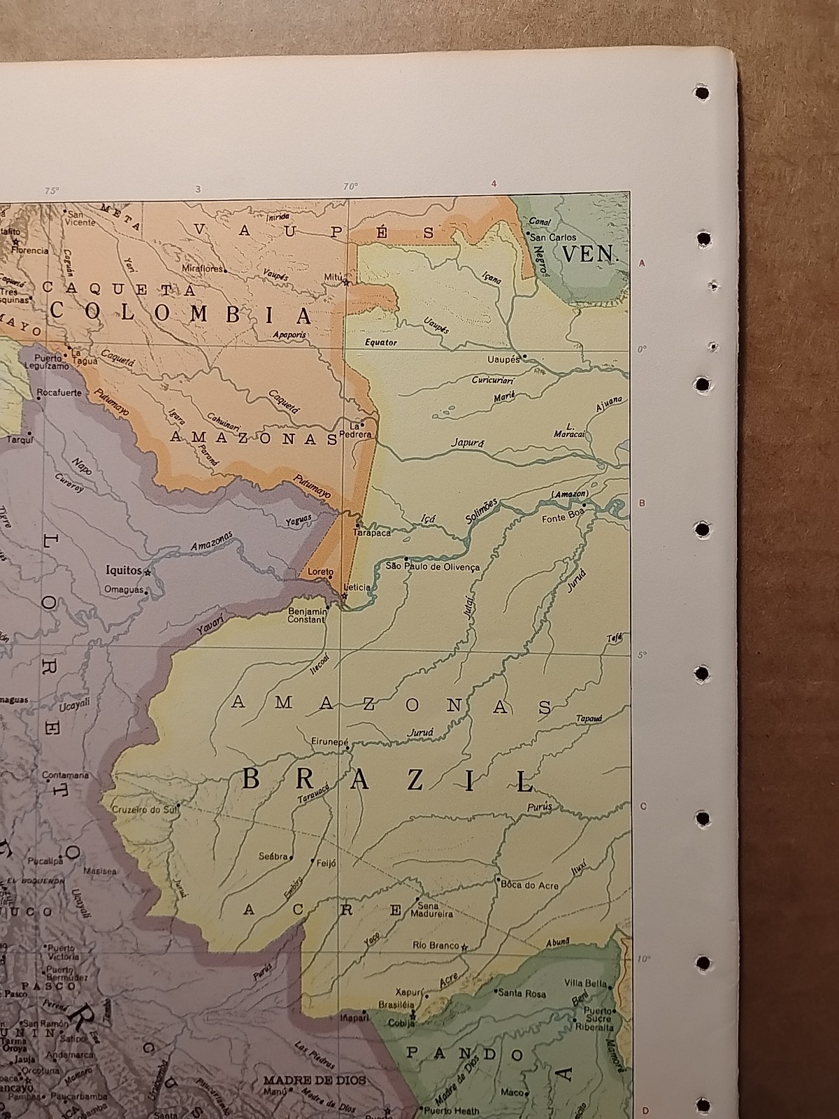 1966 Vintage PERU Map from MCM Full Color Encyclopedia Britannica World Atlas