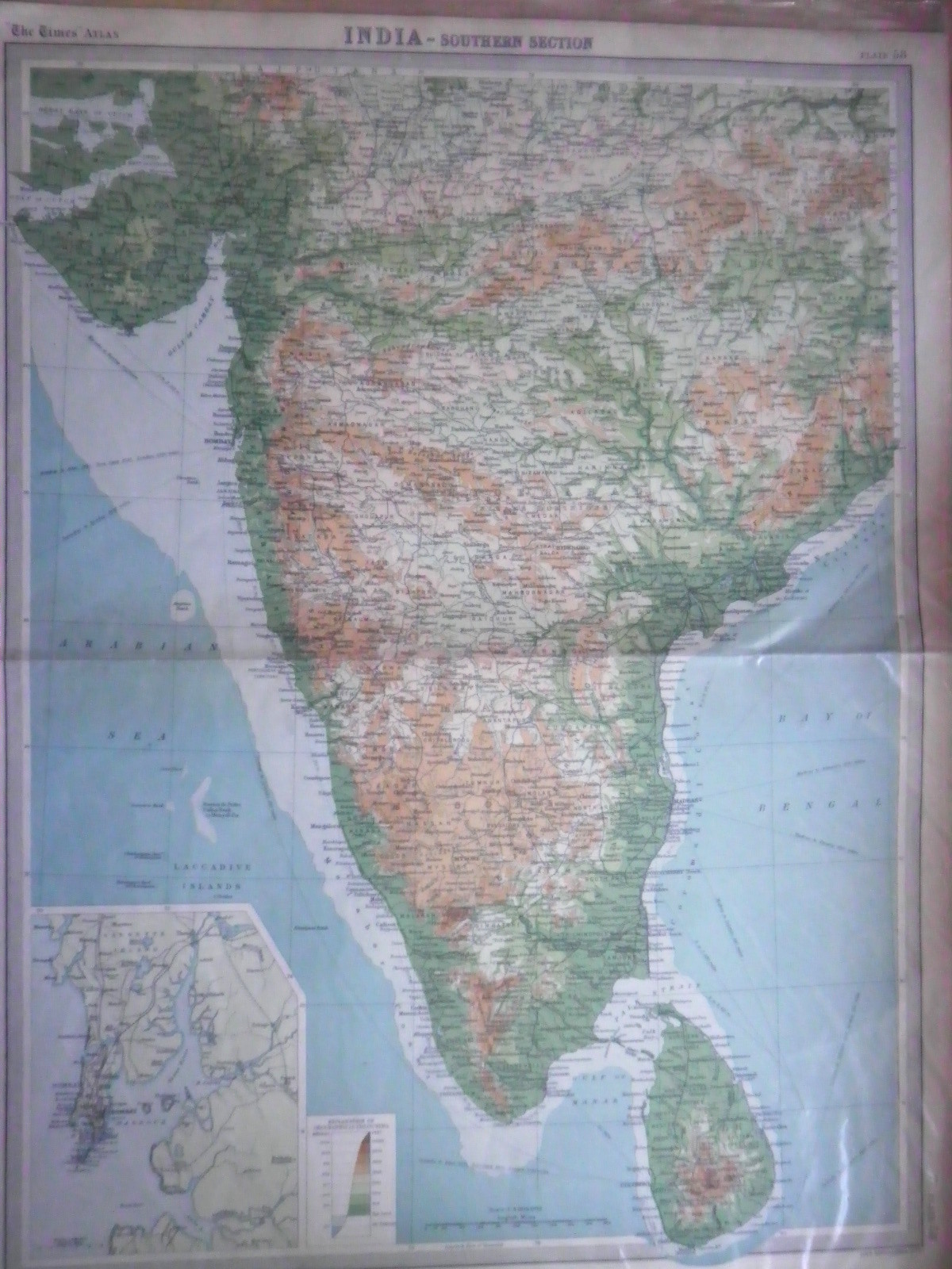 Original Antiquarian Map of Southern India & Ceylon 1922 (Sri Lanka, Indian)