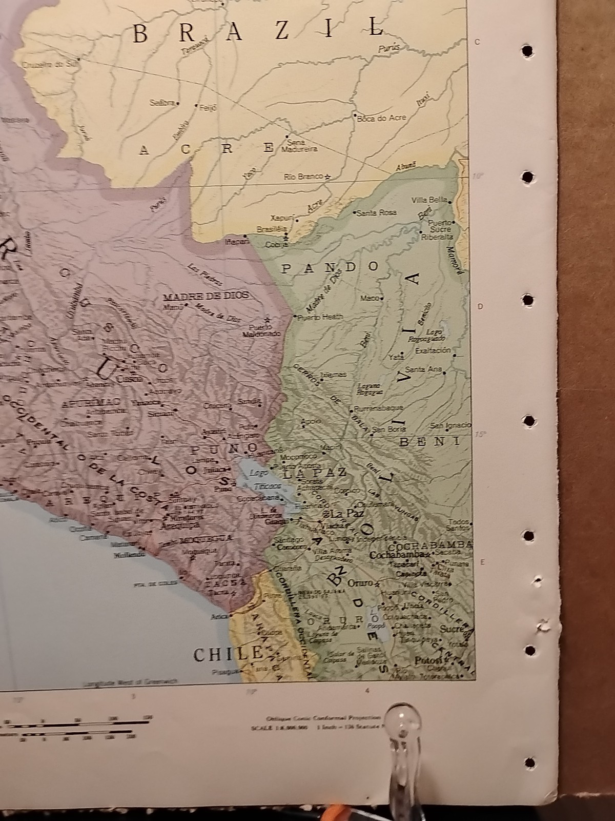 1966 Vintage PERU Map from MCM Full Color Encyclopedia Britannica World Atlas
