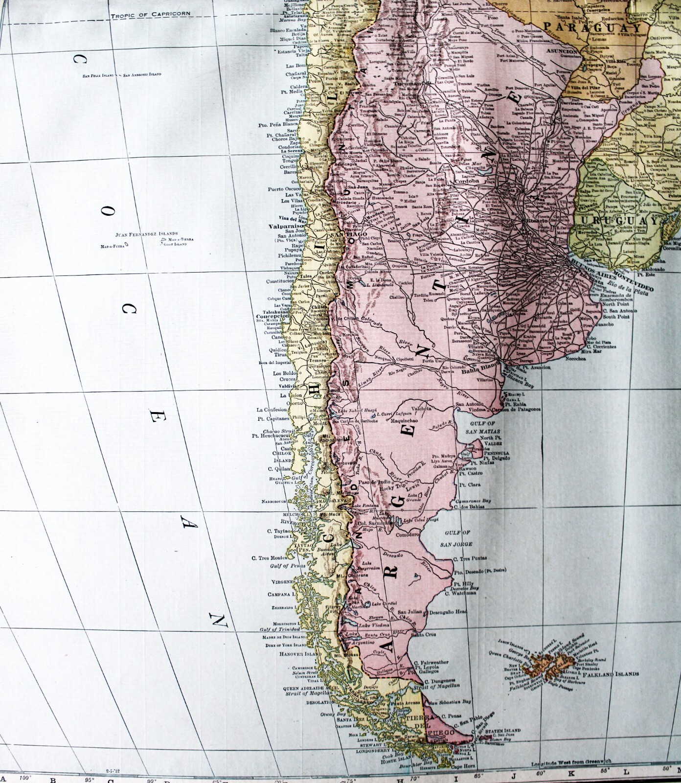 RAND MCNALLY COMMERCIAL ATLAS MAP PAGE PLATE OF SOUTH AMERICA 1913 VINTAGE