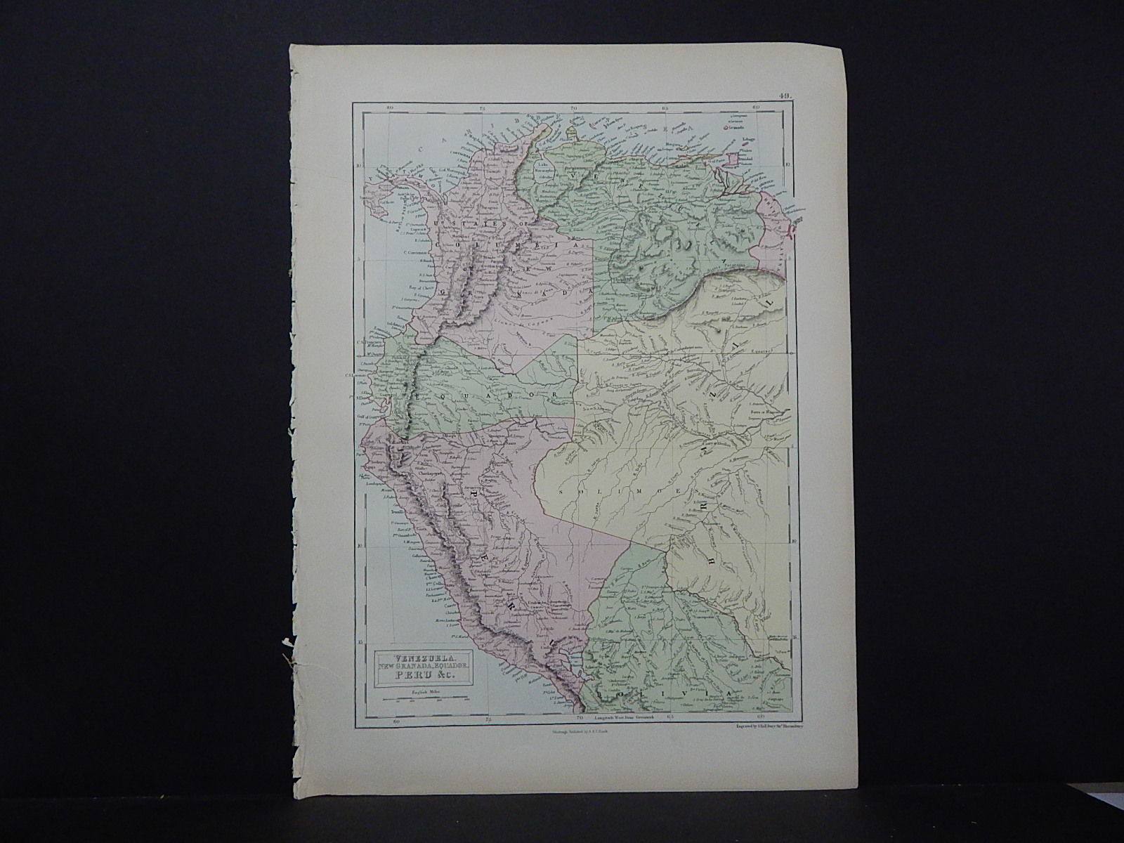 Black’s 1876 Atlas, Map, Venezuela, New Granada, Equador, Peru, M2#15