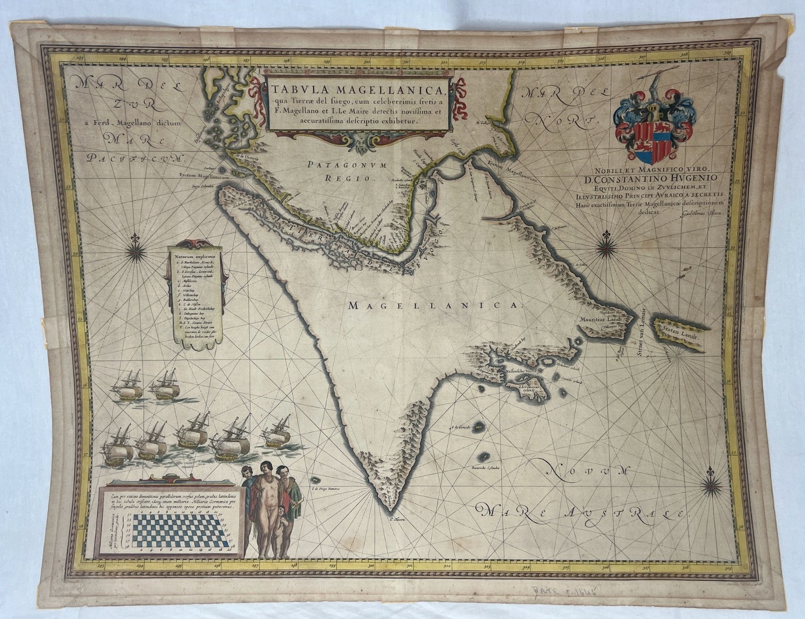Antique Map c1645 Willem Blaeu Tabula Magellica Strait of Magellan – 95574