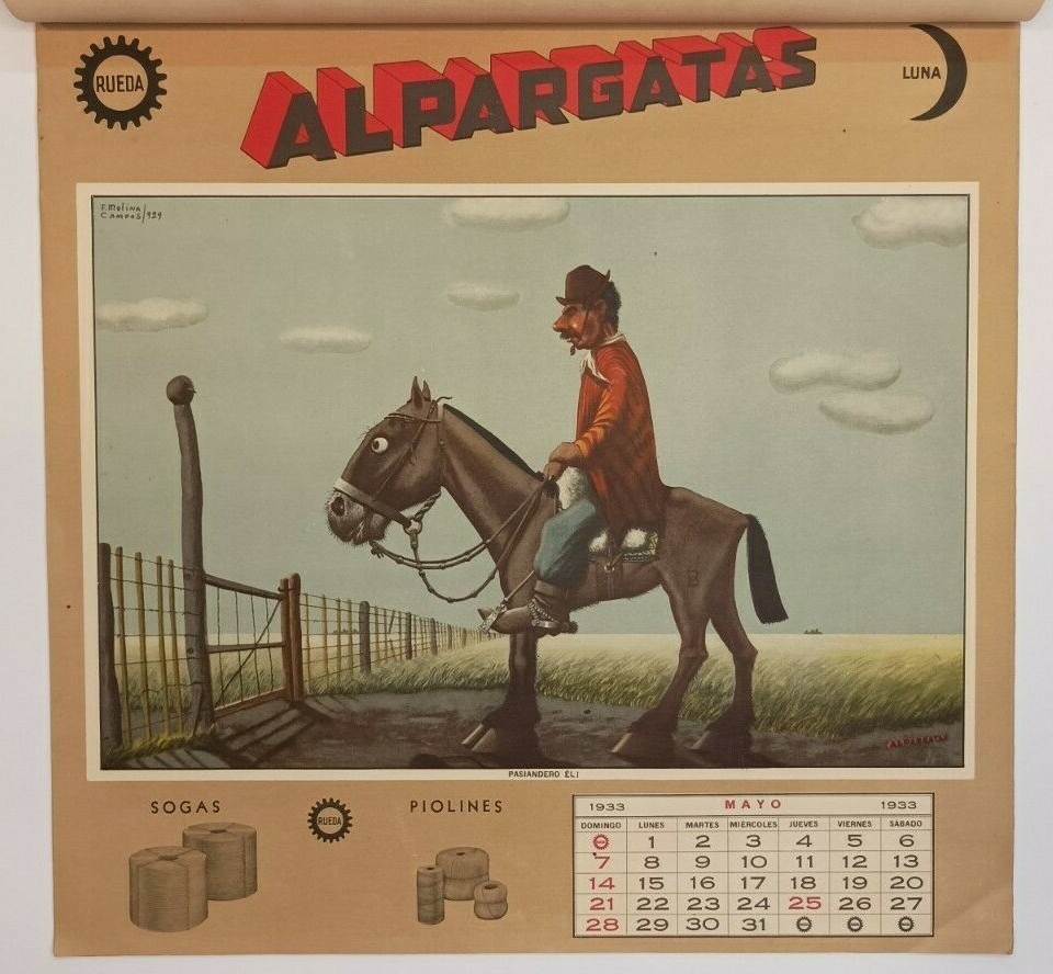 Molina Campos calendar 1933 Alpargatas Gaucho Complete