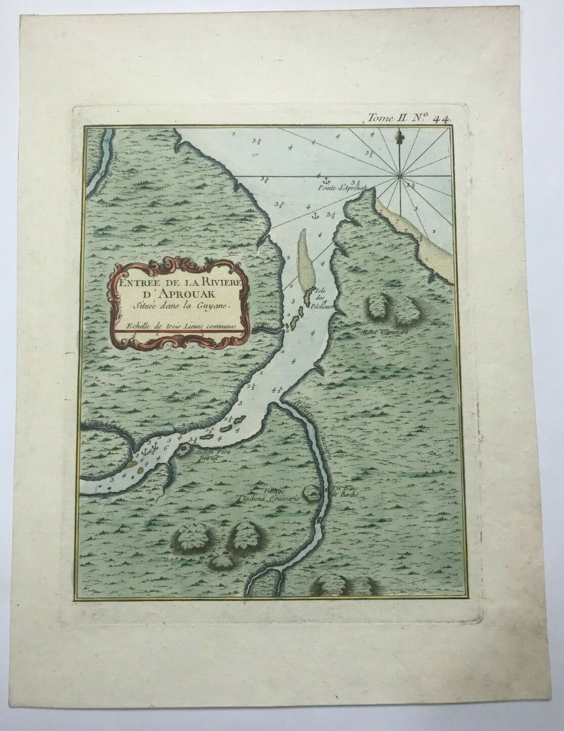 FRENCH GUIANA 1757 NICOLAS BELLIN NICE ANTIQUE ENGRAVED SEA CHART 18TH CENTURY
