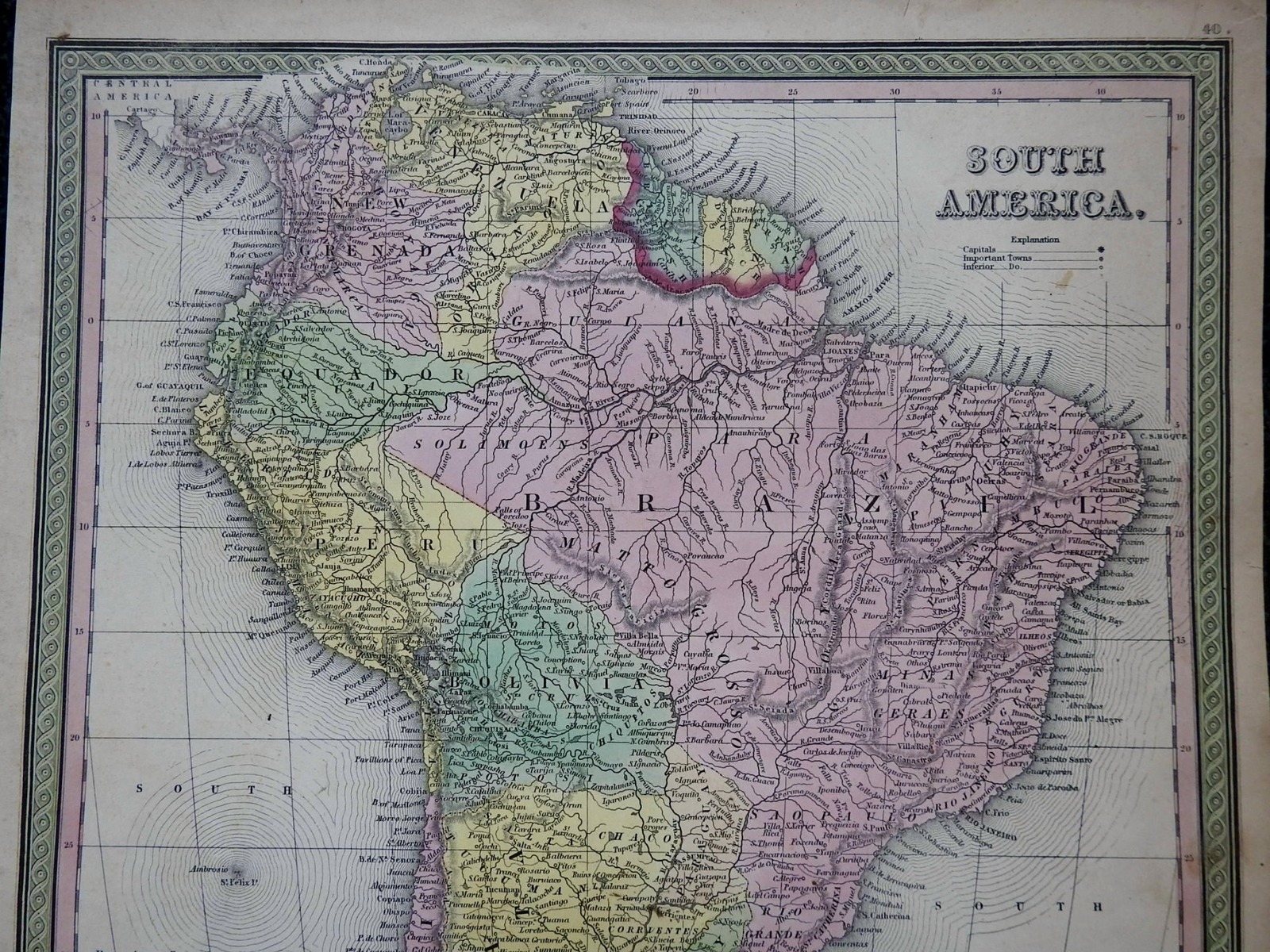 South America Brazil Peru Chile Argentina Venezuela 1850 Cowperthwait map