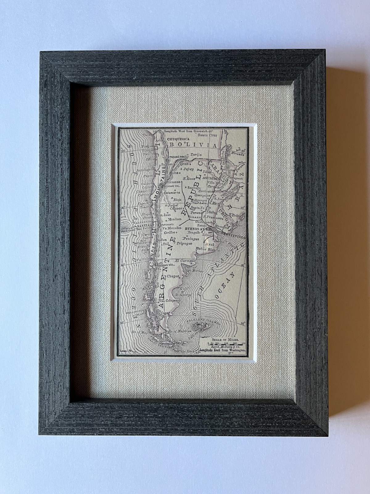 1887 Map of ARGENTINA Pocket Atlas Map Framed w/Mat SEE DESCRIPTION