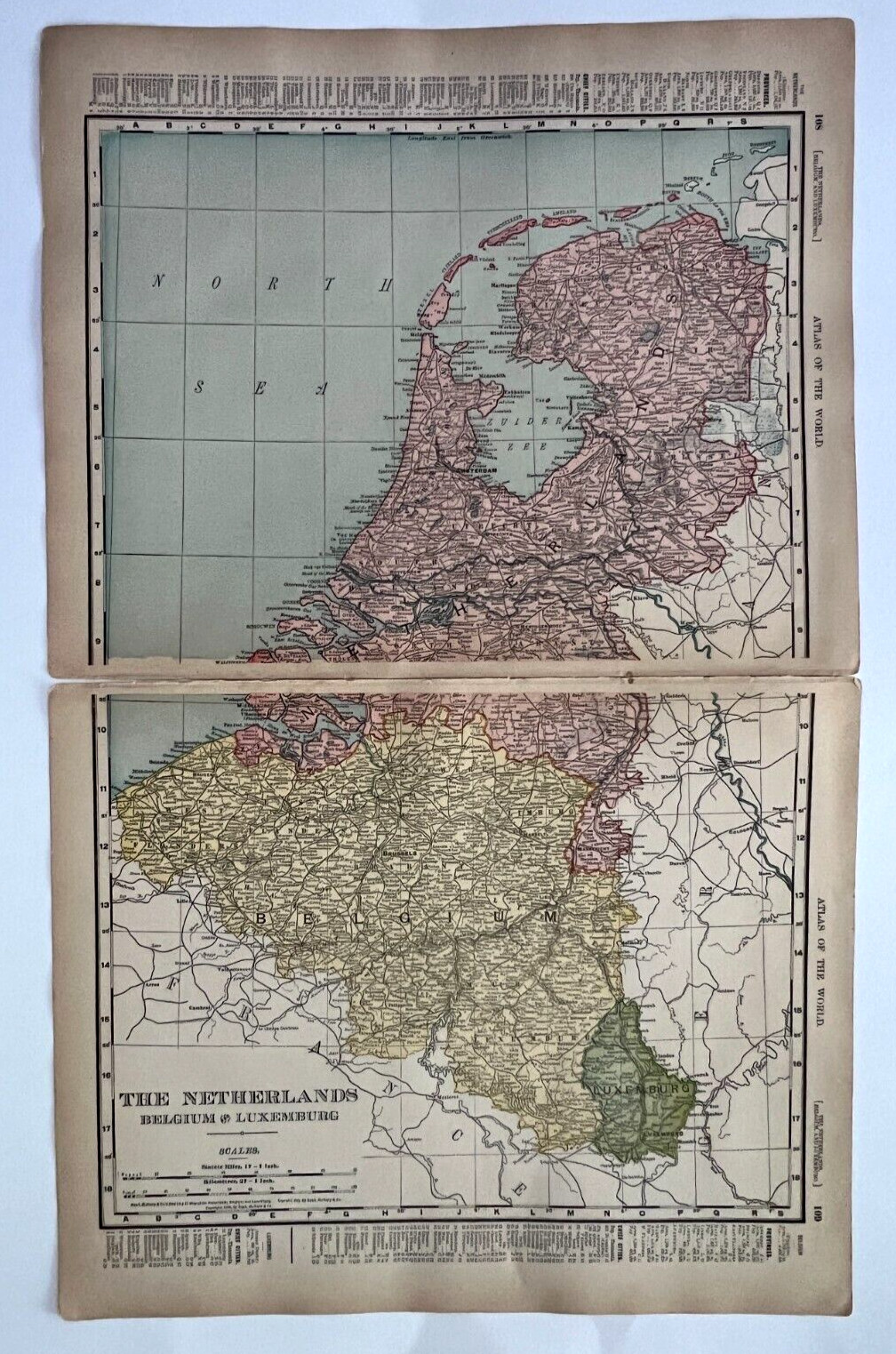 1895 Map Of The Netherlands, Belgium & Luxemburg By Rand McNally & Co.